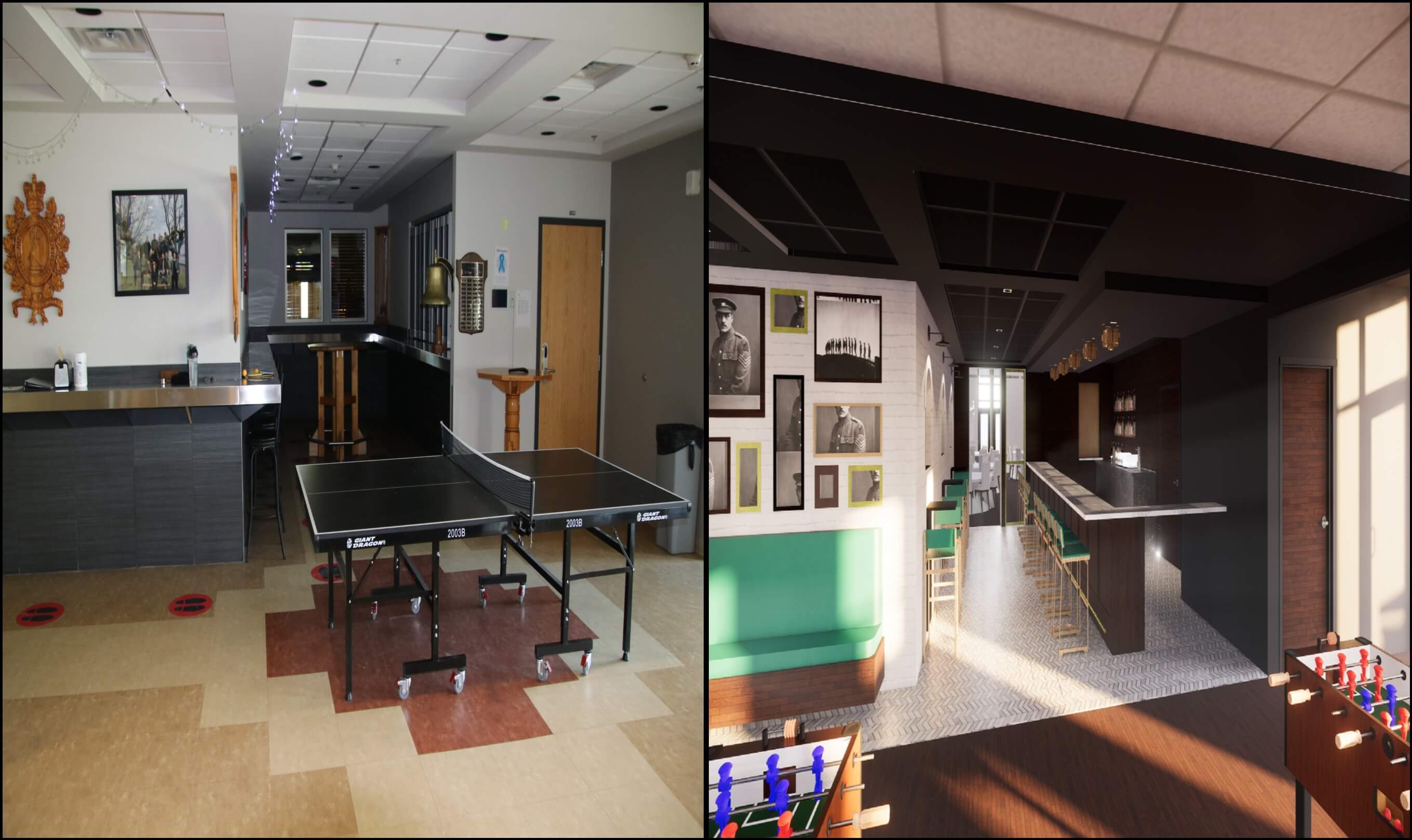 Projet Saint-Maurice – Bar et salle de jeux – actuel et proposé